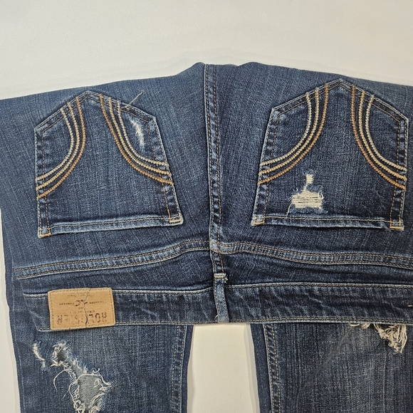Hollister Jeans Womens 7R 28x31 Distressed Dark Wash Low Rise Skinny Y2K Style - Picture 8 of 12